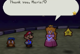 Peach thanks Mario after defeating Bowser.