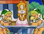 Princess Peach with her parents Obāsan (left) and Ojīsan (right)