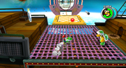 Mario and Yoshi approach a Hammer Bro.