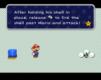 The tutorial for Shell Toss in Paper Mario: The Thousand-Year Door