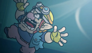 Wario being pulled into the game console
