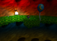 A blue Banana Balloon in Fungi Forest.