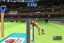 Princess Daisy participating in the High Jump event in the Wii version of Mario & Sonic at the Olympic Games.