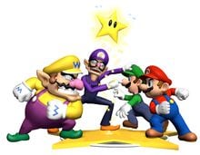 Mario Party 4 artwork: Mario, Luigi, Wario and Waluigi.