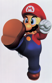 Artwork of Mario performing a Kick, from Super Mario 64.