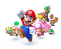 Mario, Green Toad, Toadette, Princess Peach, and Luigi