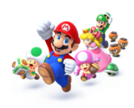 Mario, Luigi, Princess Peach, Green Toad, and Toadette