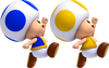 Artwork of Yellow Toad and Blue Toad from New Super Mario Bros. U.