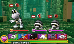 Screenshot of World 7-Tower 2, from Puzzle & Dragons: Super Mario Bros. Edition.