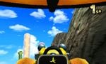 Koopa Troopa gliding to the finish line in a first-person view