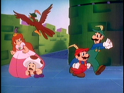 Scene where "Rockin' Robin" plays as Mario and his friends prepare to foil the Sheriff of Koopingham's plans.
