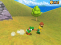 Yoshi about to eat a Koopa Troopa