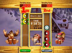 Gameplay of Barrel Race mini-game in Donkey Konga 2