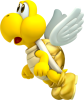Artwork of a Golden Koopa Paratroopa from New Super Mario Bros. 2
