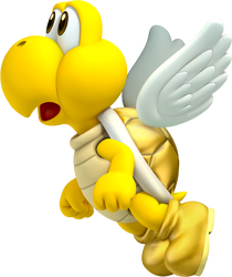 Artwork of a Golden Koopa Paratroopa from New Super Mario Bros. 2
