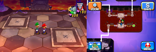 Location of the fourteenth and fifteenth beanholes in Neo Bowser Castle (Dream Team's version).