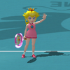 A character taunting in Mario Power Tennis