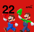 22. Mario and Luigi walking together before tipping their hats and freezing on a pose resembling that of promotional artworkMedia:Mario and Luigi hats.png