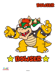 Fully-colored picture of Bowser from a Paint-by-number activity