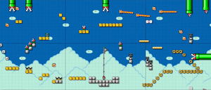 A recreation of the Training Course from The Super Mario Bros. Movie in Super Mario Maker 2, shown in a promotional YouTube video by Nintendo of Europe
