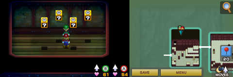 First four blocks in Chucklehuck Woods of Mario & Luigi: Superstar Saga + Bowser's Minions.
