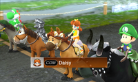 Princess Daisy riding on a horse in Pro difficulty from Mario Sports Superstars