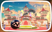 The icon for Peach Stadium in Mario Kart World, when selected in VS Race.