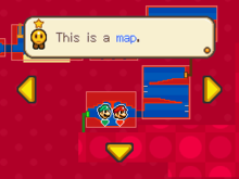 Starlow, informing Mario and Luigi on what a Map is. Screenshot from Mario & Luigi: Bowser's Inside Story.
