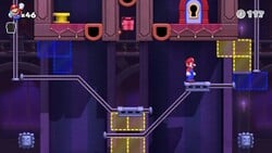 Screenshot of Spooky House level 5-6 from the Nintendo Switch version of Mario vs. Donkey Kong