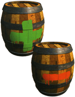 Artwork of Plus and Minus Barrels from Donkey Kong Country 2: Diddy's Kong Quest