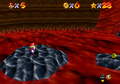 The starting area within the volcano in the N64 version