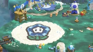 The Wonder Flower decorations for Camp Central after using an unsupported amiibo in Super Mario Bros. Wonder – Nintendo Switch 2 Edition + Meetup in Bellabel Park