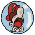 Baby Mario trapped in a bubble