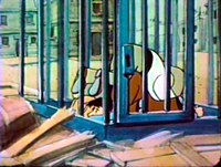 The sheriff and his deputies trapped in a jail cell in the Saturday Supercade episode "Banana Bikers"