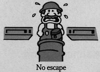 Mario trapped between two floors in page 12 of the Wrecking Crew manual