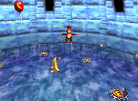 A red Banana and a Golden Banana for Diddy Kong in Crystal Caves.