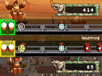 Gameplay of the two-player Battle mode in Donkey Konga 2