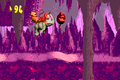 The Kongs and Rambi jump at the Life Balloon in the first Bonus Level