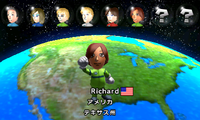 A Mii being selected in Wi-Fi mode of Mario Kart 7.