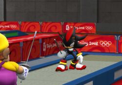 Mario & Sonic at the Olympic Games (Wii version): Shadow the Hedgehog fencing with Wario