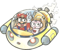 Artwork of Mario and Mekakuribō on the Marine Pop.