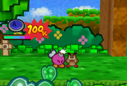 Bombette attacking with Bomb in Paper Mario