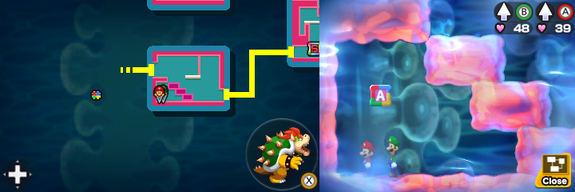 Twentieth block in Pump Works of Mario & Luigi: Bowser's Inside Story + Bowser Jr.'s Journey.