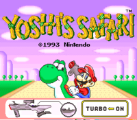 Screenshot of the title screen of Yoshi's Safari, with Hard Mode in effect.