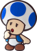 A blue Toad in Paper Mario: Sticker Star