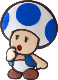 A blue Toad in Paper Mario: Sticker Star
