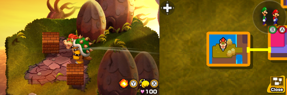 Sixth and seventh blocks in Cavi Cape of Mario & Luigi: Bowser's Inside Story + Bowser Jr.'s Journey.