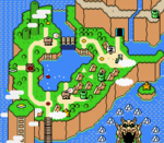 The world Donut Plains as it appears in the game Super Mario World.