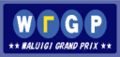 A Waluigi Grand Prix trackside banner from Mario Kart Wii
