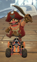 Wario (Pirate) performing a trick.